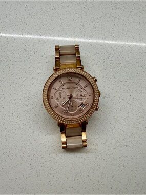 Michael Kors Parker MK5896 Rose Gold Blush Crystal Chronograph Watch